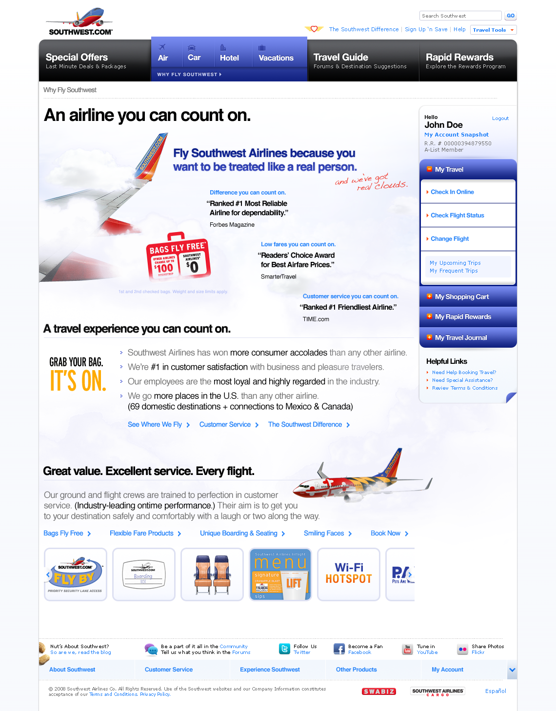 swa southwest Airlines Travel vacation Booking tool Razorfish