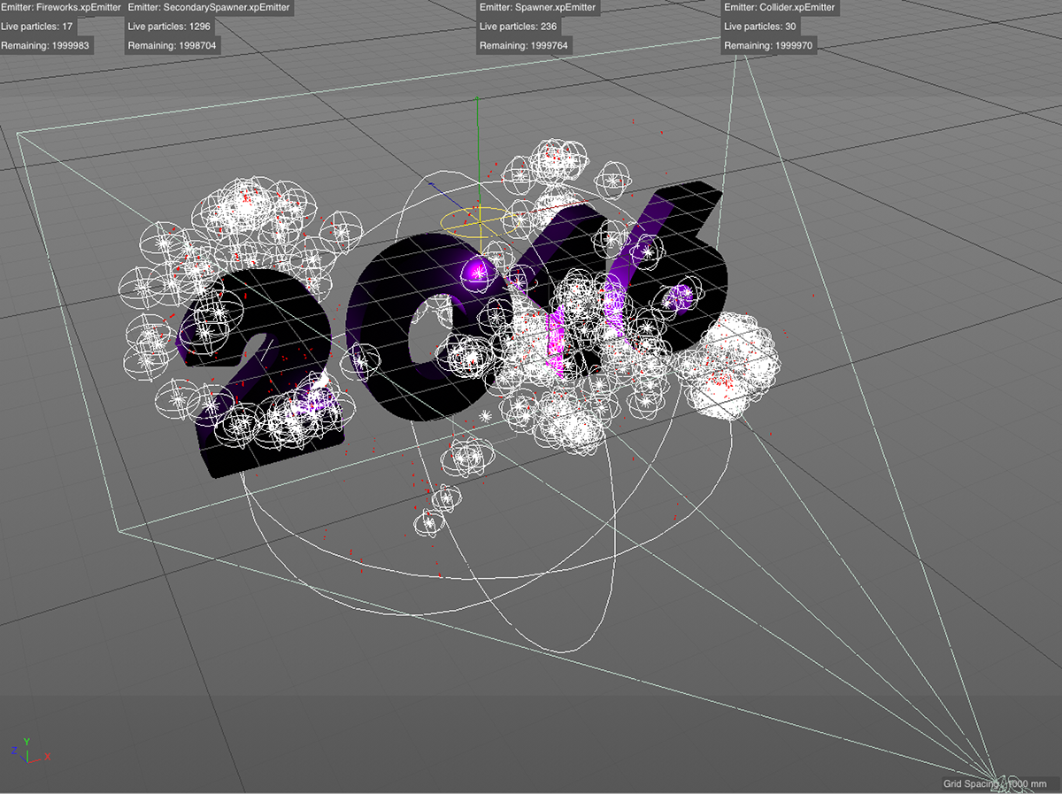 happy new year cinema 4d xparticles fireworks dynamics x-particles X Particels c4d 3D