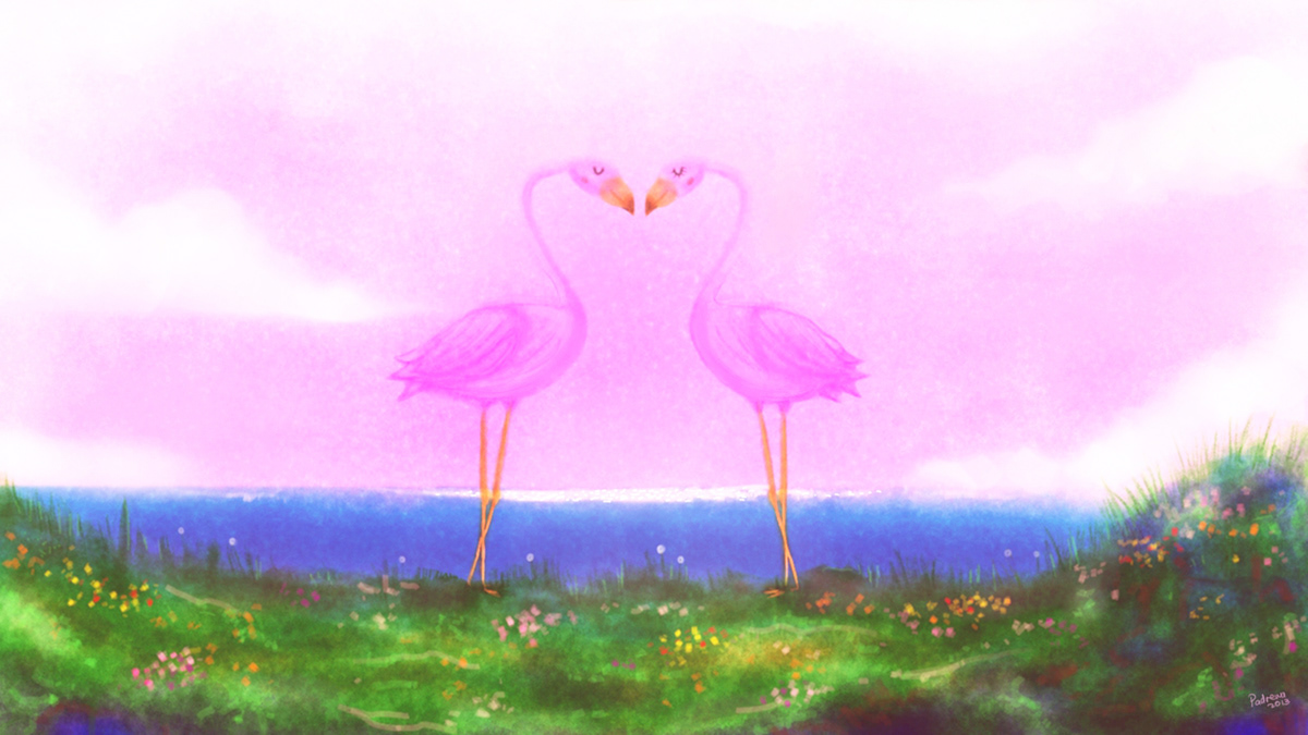 mark flamingo Love art