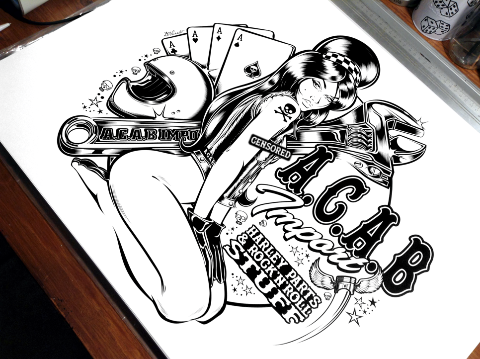 Adobe Portfolio motorcycle Harley Davidson pin-up kustom kulture biker garage rock'n'roll tattoo pin-ups harley chopper