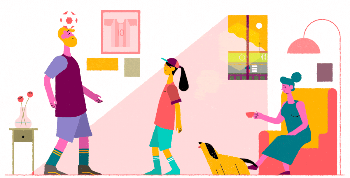 energetic airbnb colorful Sports Fan loop soccer Travel gif editorial ILLUSTRATION 