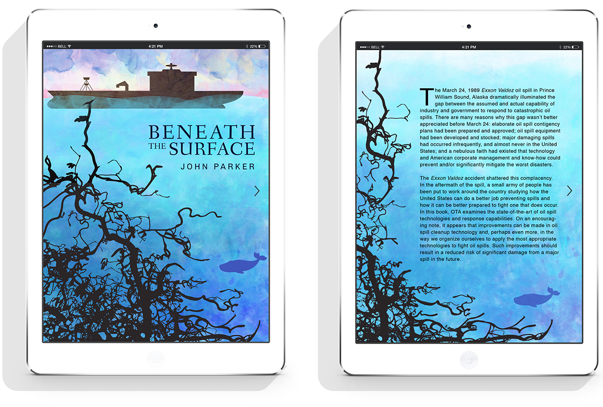 ebook Illustrative watercolor iPad apple Whale oil spill interactive book Global controversy boat