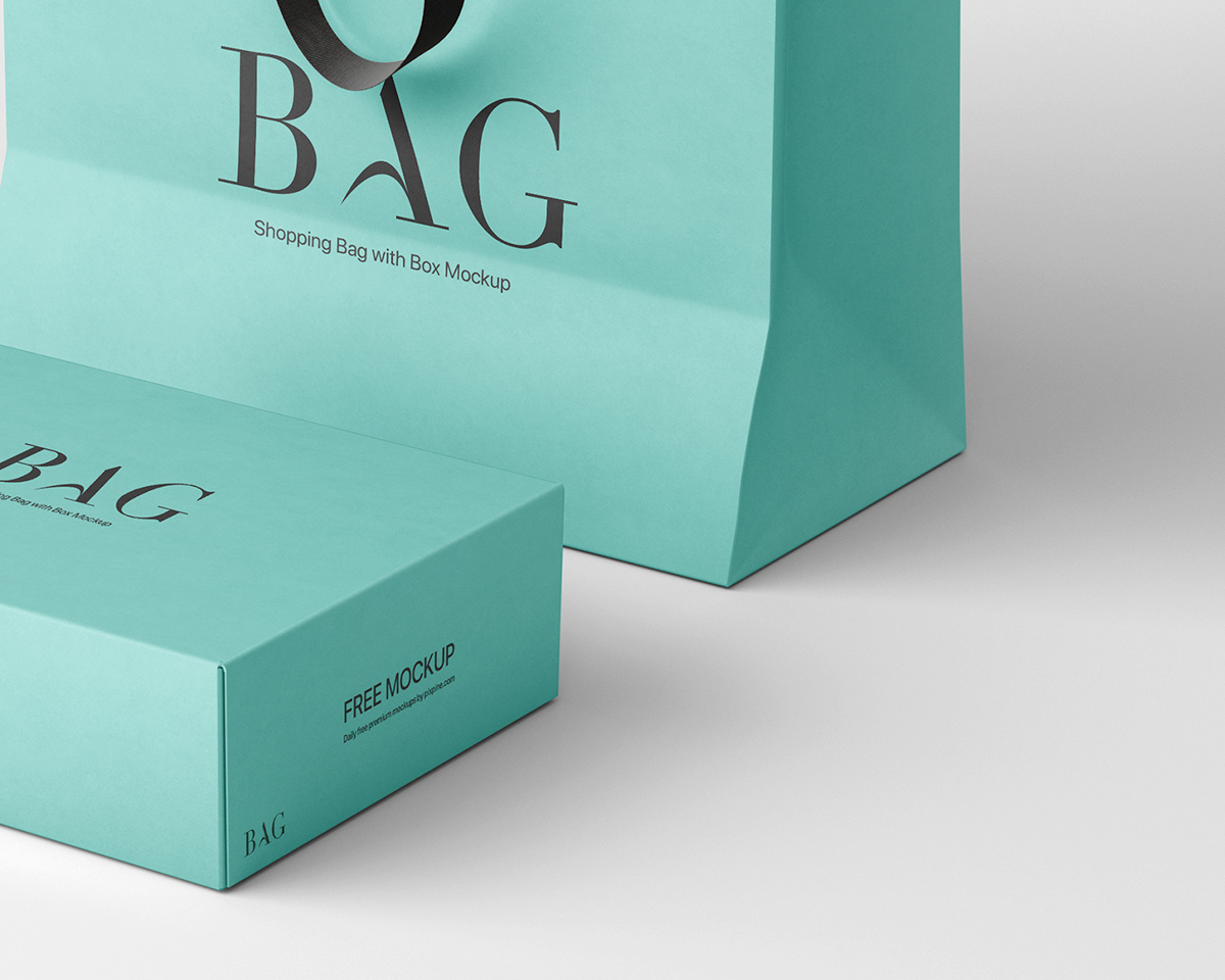 Free Shopping Bag With Box Mockup On Behance