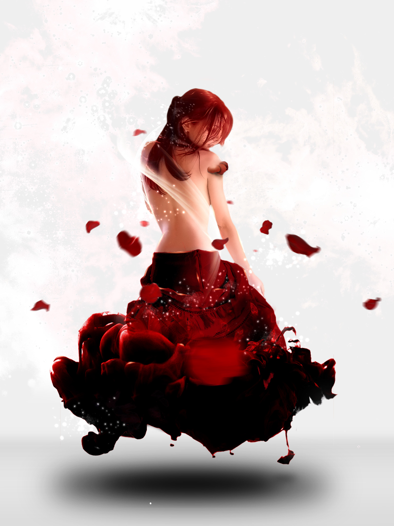red Lady graphic ink petal
