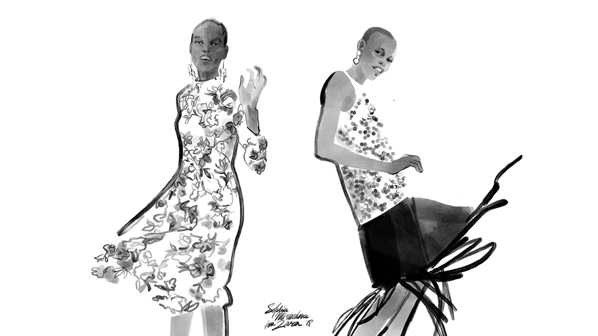 black and white Fashion  fashion-illustration fashion-sketch gucci monochrome prada valentino zara
