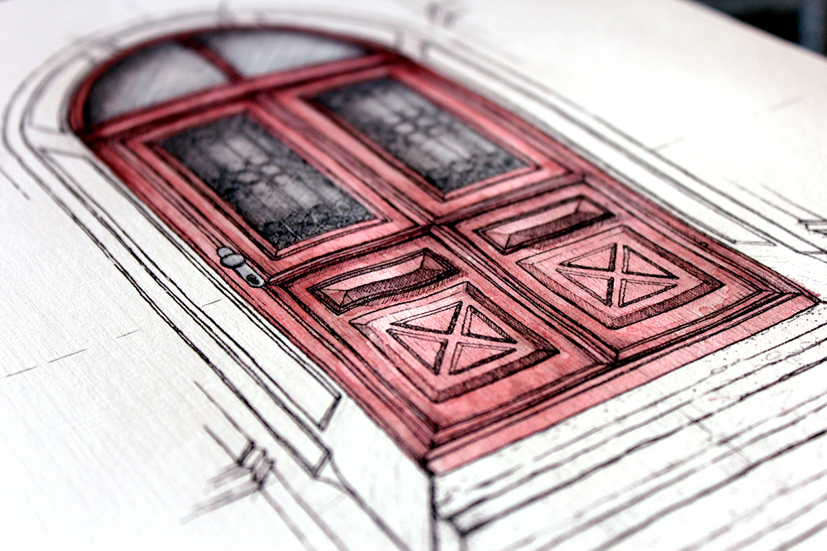 door architecturesketch sketch lineart watercolors art artwork