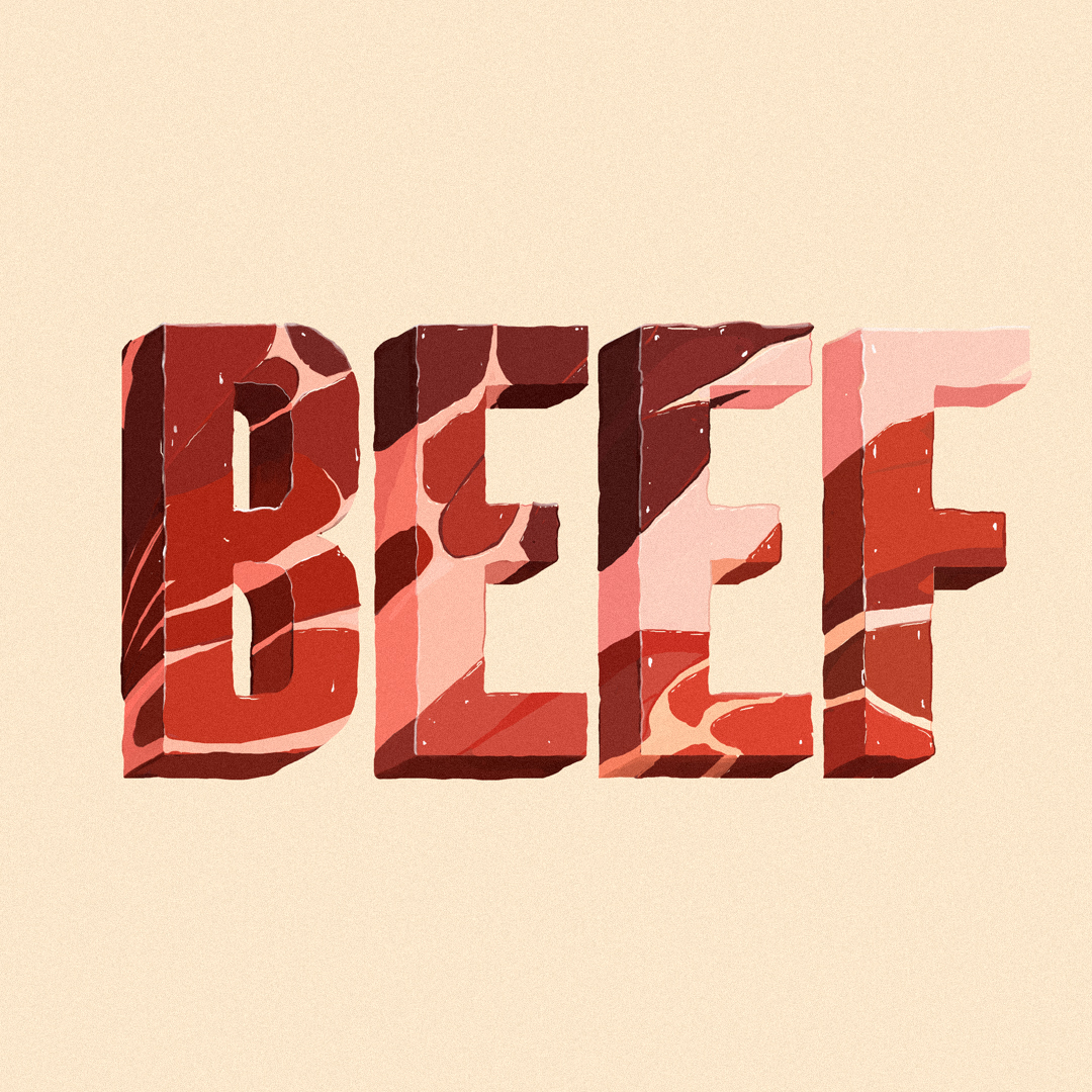 meat beef raw type lettering illustartion