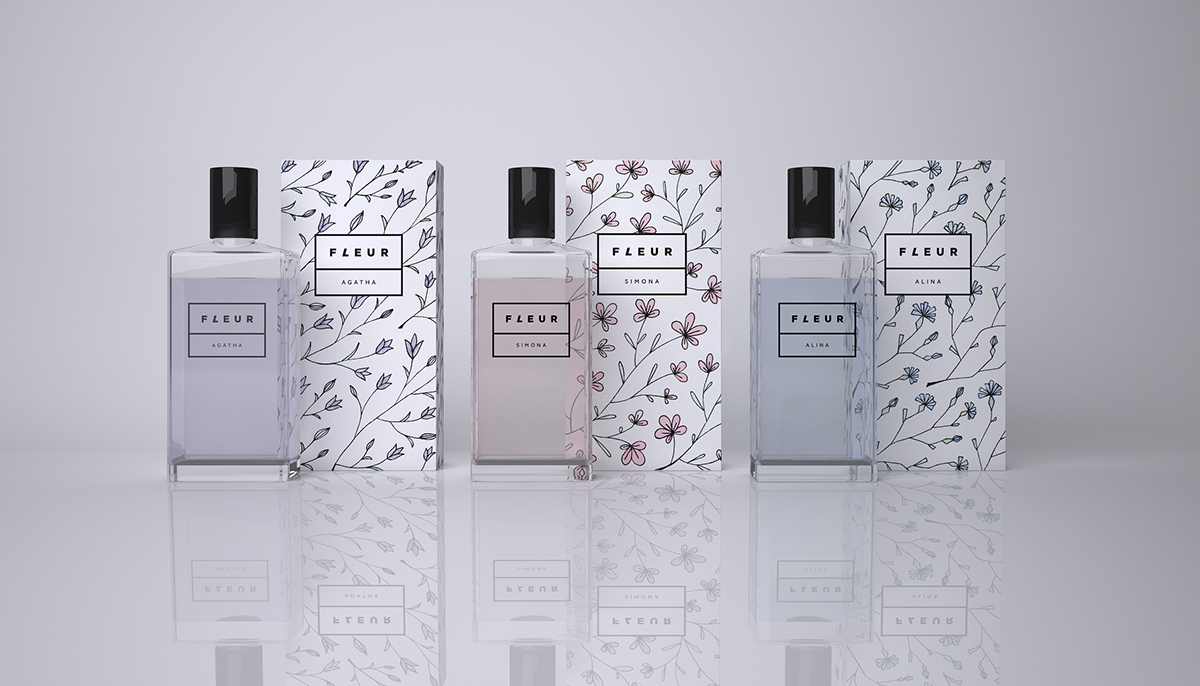 Pack parfume Fragrance logo Logotype identity stationary Flowers print pattern