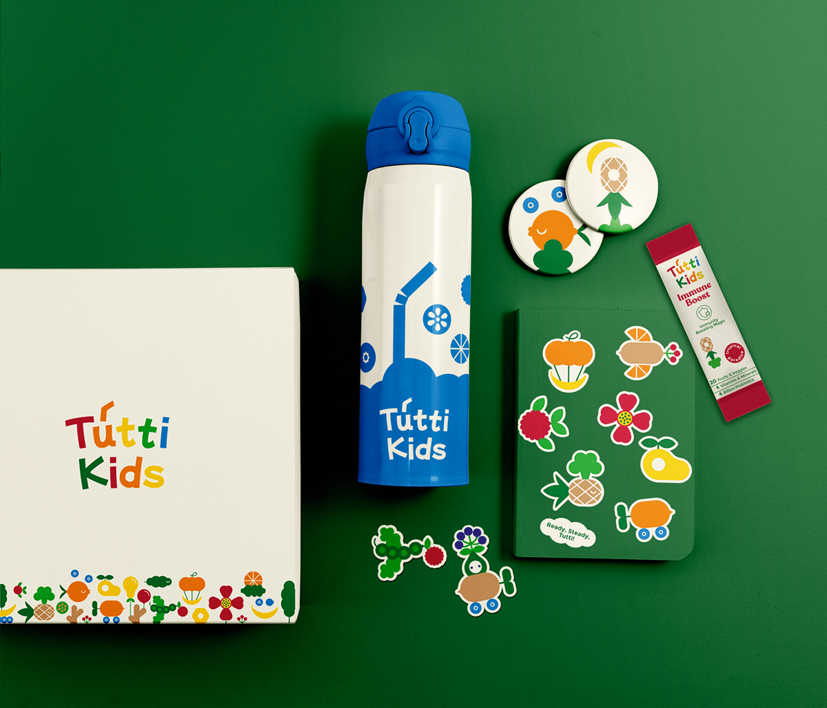 kids brand identity geometric Character design  cute Fruit kids packaging Food  visual identity marketing  