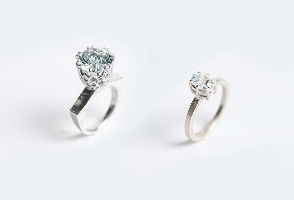 jewelry art stonesetting aquamarine quartz diamond  sterling silver blackened sculpture men women ring Necklace earrings