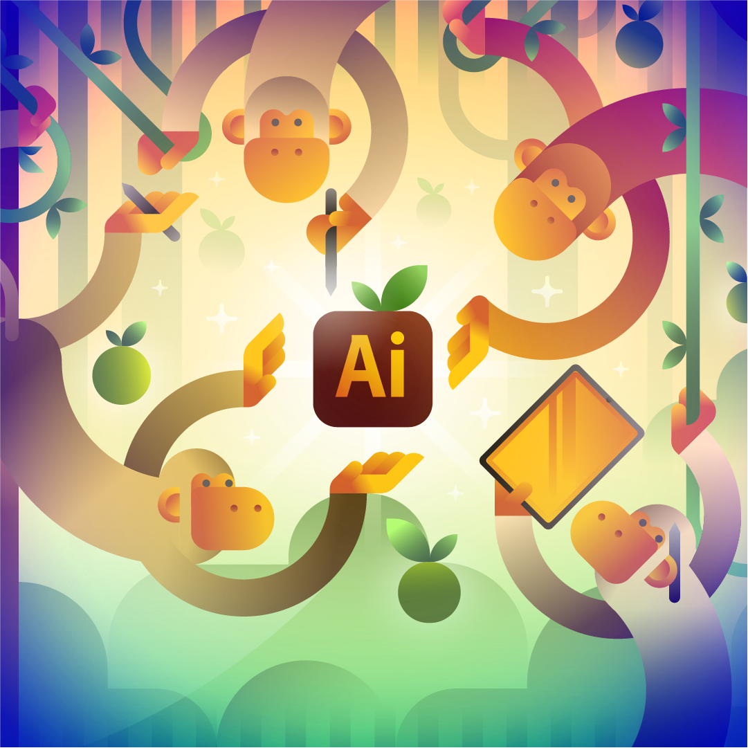 adobecommunity BetaTesting Fruit gradients illustratorontheipad jungle monkeys odyssey