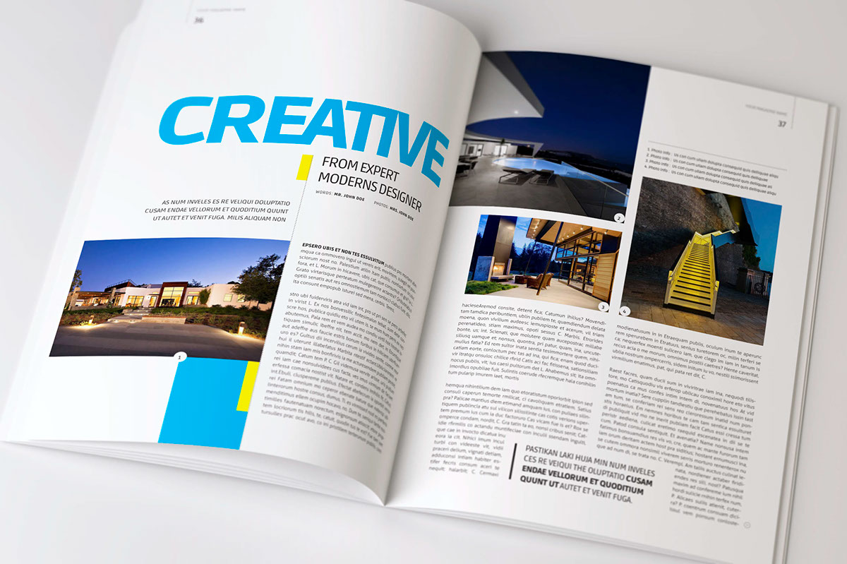 brochure business clean corporate decor design furniture home InDesign magazine Interior Layout magazine layout minimal