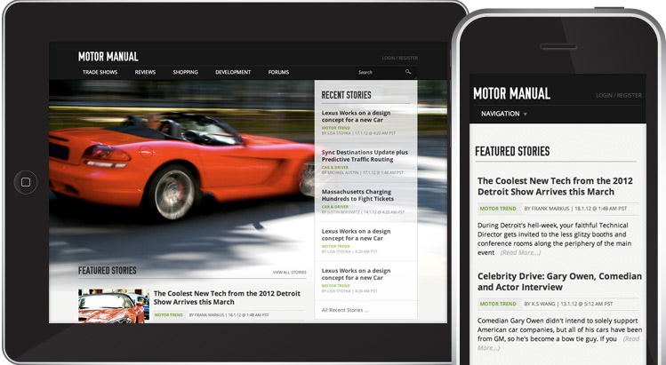 mobile Motor manual Cars news Responsive Web aggregator