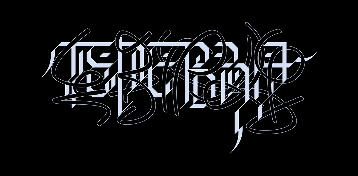 tenebra Typeface type sticker holo design typography   gothic holographic iridescent