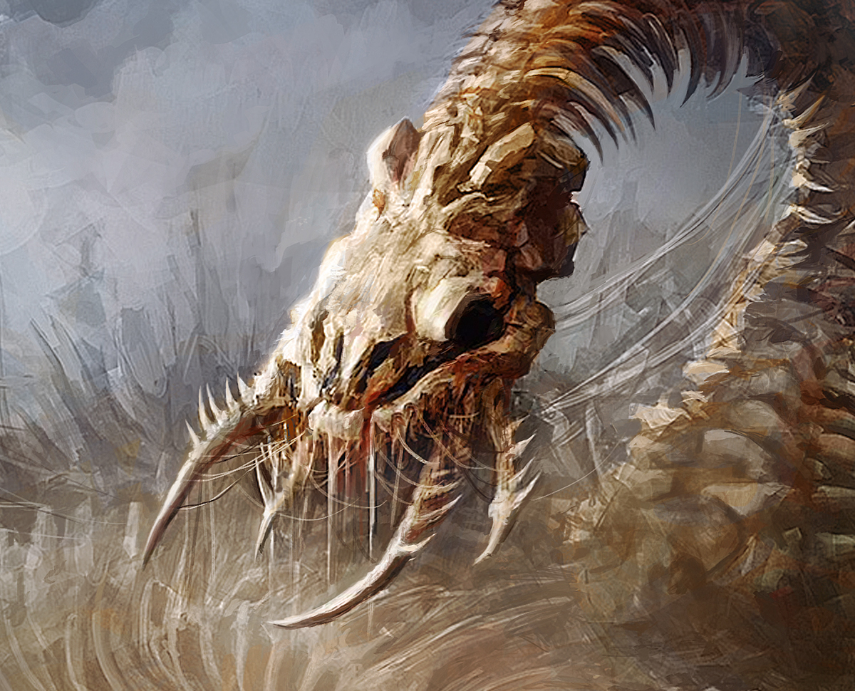 snake creature epic fight badass eyardt dark fantasy hell spear skeleton monster boss battle