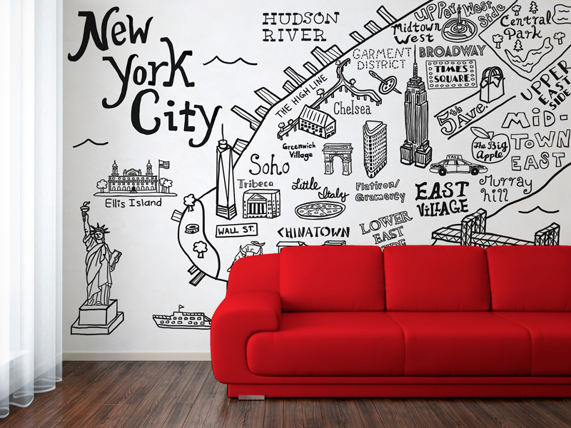 new New York new york city map wallpaper wall decal san francisco Wall Decal wall decals California black and white
