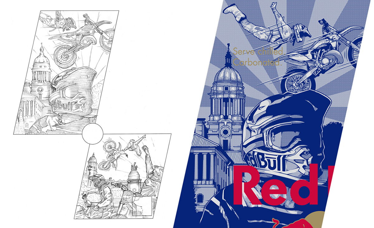 Event Branding african style Freestyle Motocross Red Bull Motocross energy drink key visual poster roll-out traditional south africa