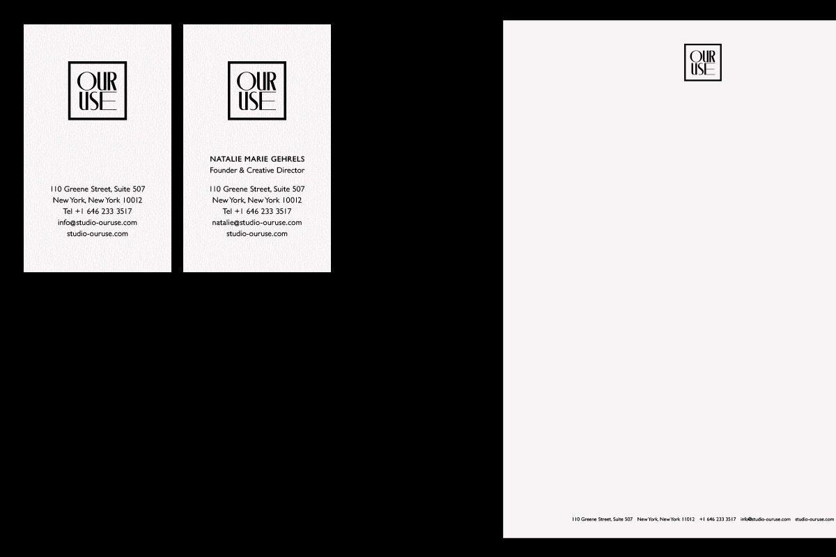 studio ouruse logo Character square black White simple simplitic businesscard stationary letterhead envelope gift totebag