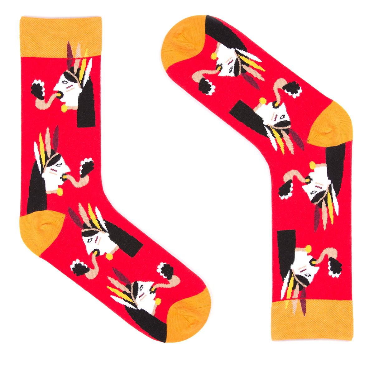 London sockmate brand design graphics socks cachetejack Shopping walk sport pretaporter Character indian red yellow