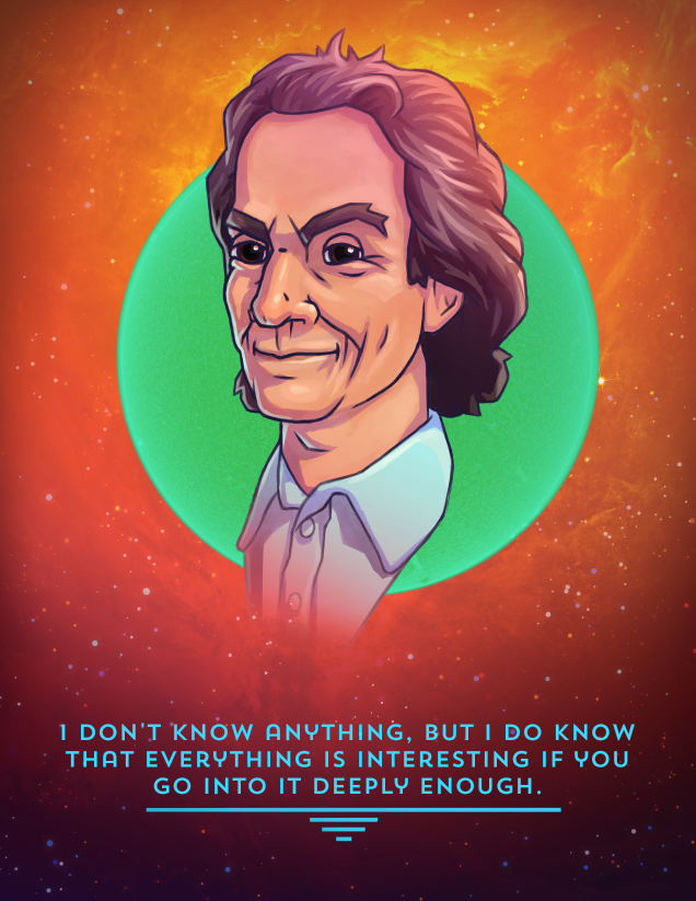 neil degrasse tyson carl sagan Michio Kaku bill nye Richard Feynman portrait charicature science Scientist