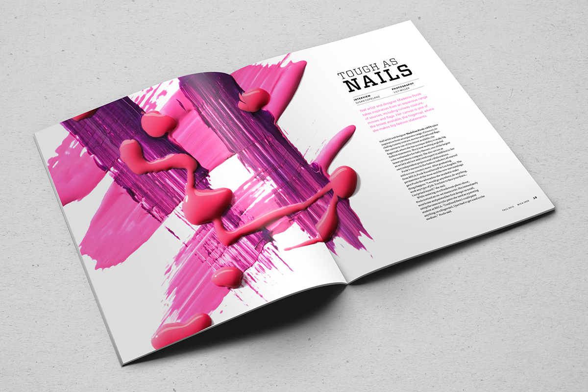 editorial magazine Layout MICA publication print Magazine design cover design graphic bright type clean