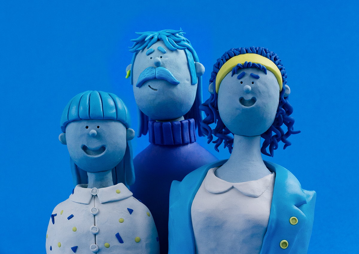 characterdesign Plasticine clay blue ILLUSTRATION  art family people