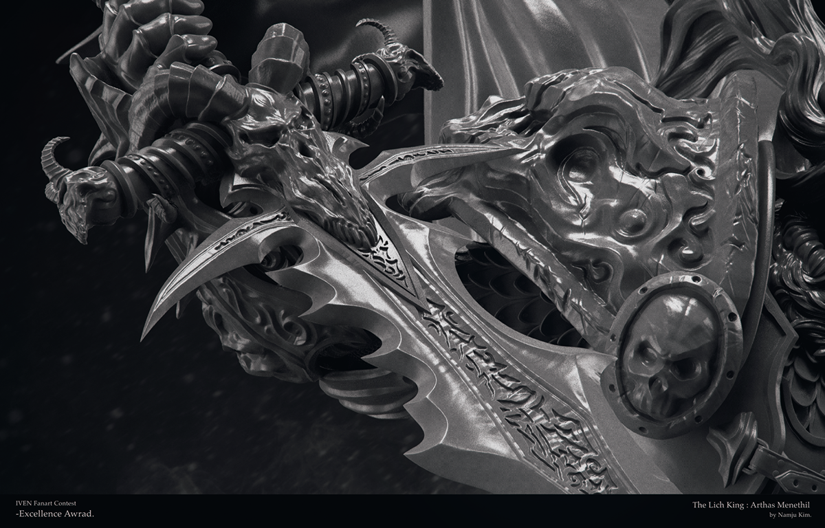 Maya Zbrush modeling Sculpt art CG cinematic arthas menethil warcraft wow game throne Namju keyshot