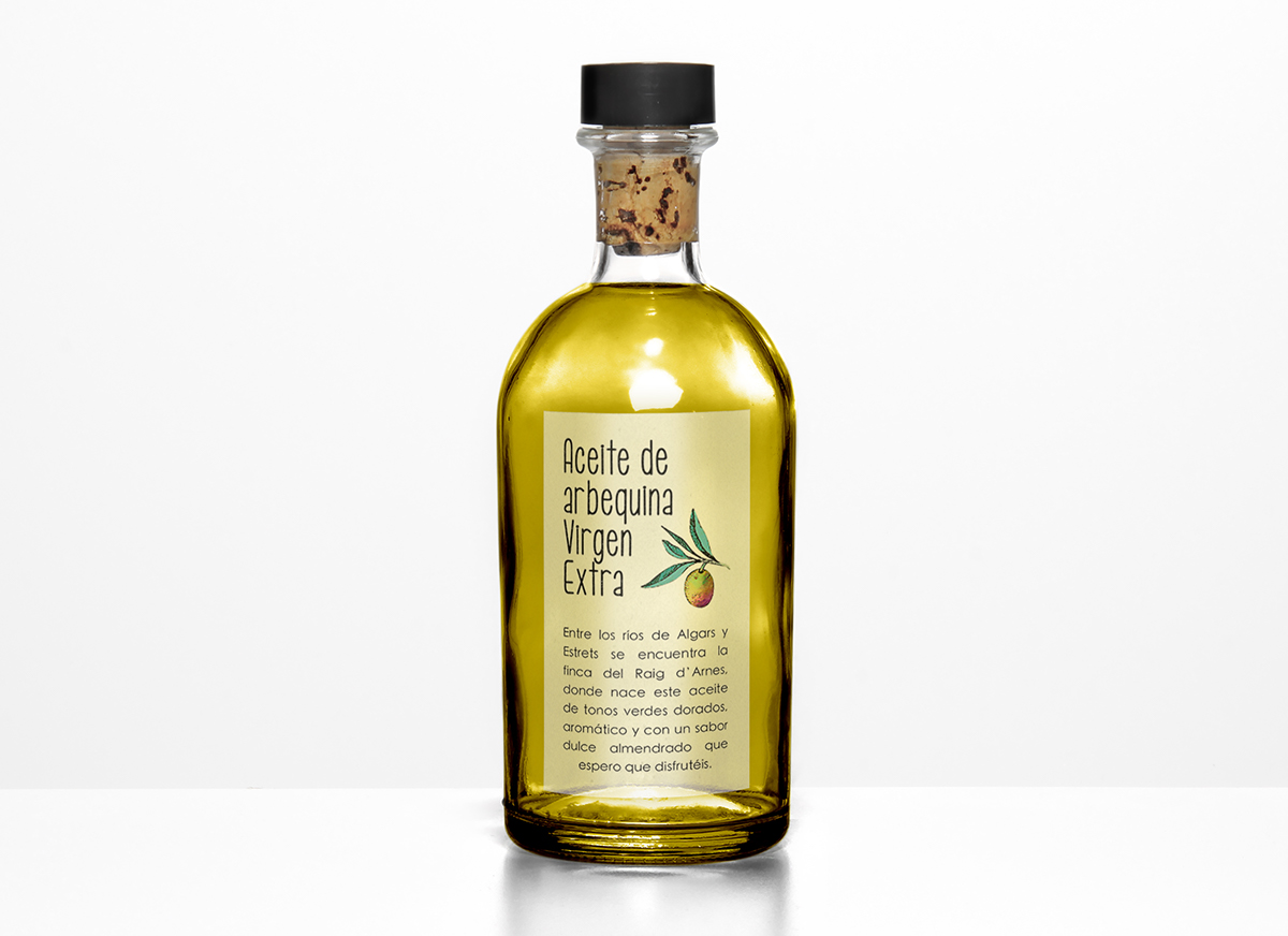 oil aceite oleo oliva olive Label etiqueta pegatina transparente translucida transparent bottle botella amarillo alberquina
