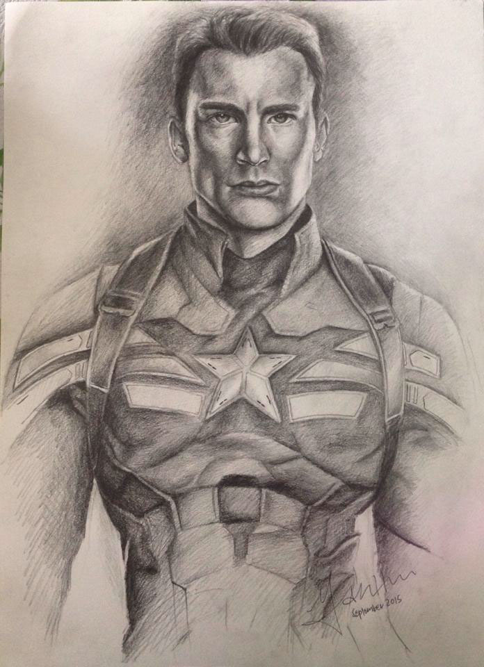 Chris Evans captain america steve rogers Avengers portraits sketches