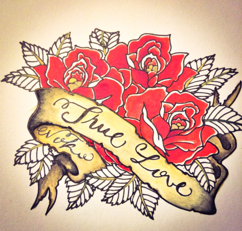 dibujo Rosas true love old school tattoo Prismalo