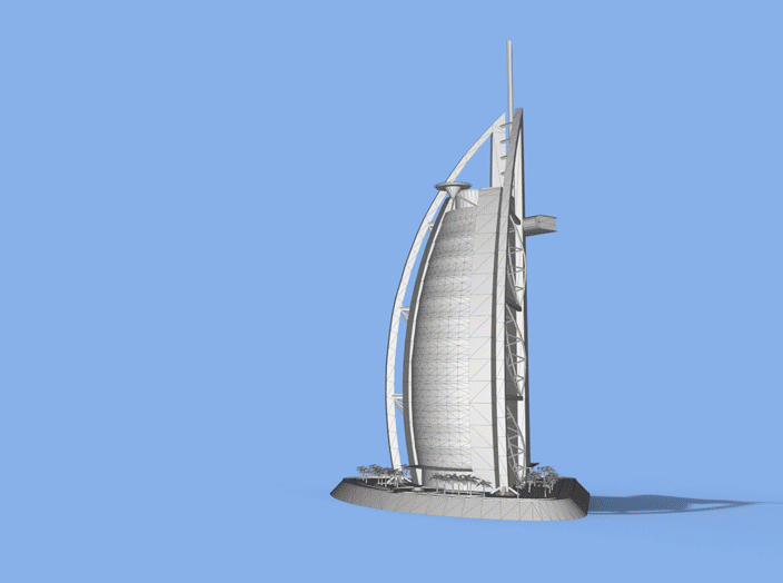 digital 3d architecture visualization dubai Burj Al arab environments emirates Render building Matte Painting