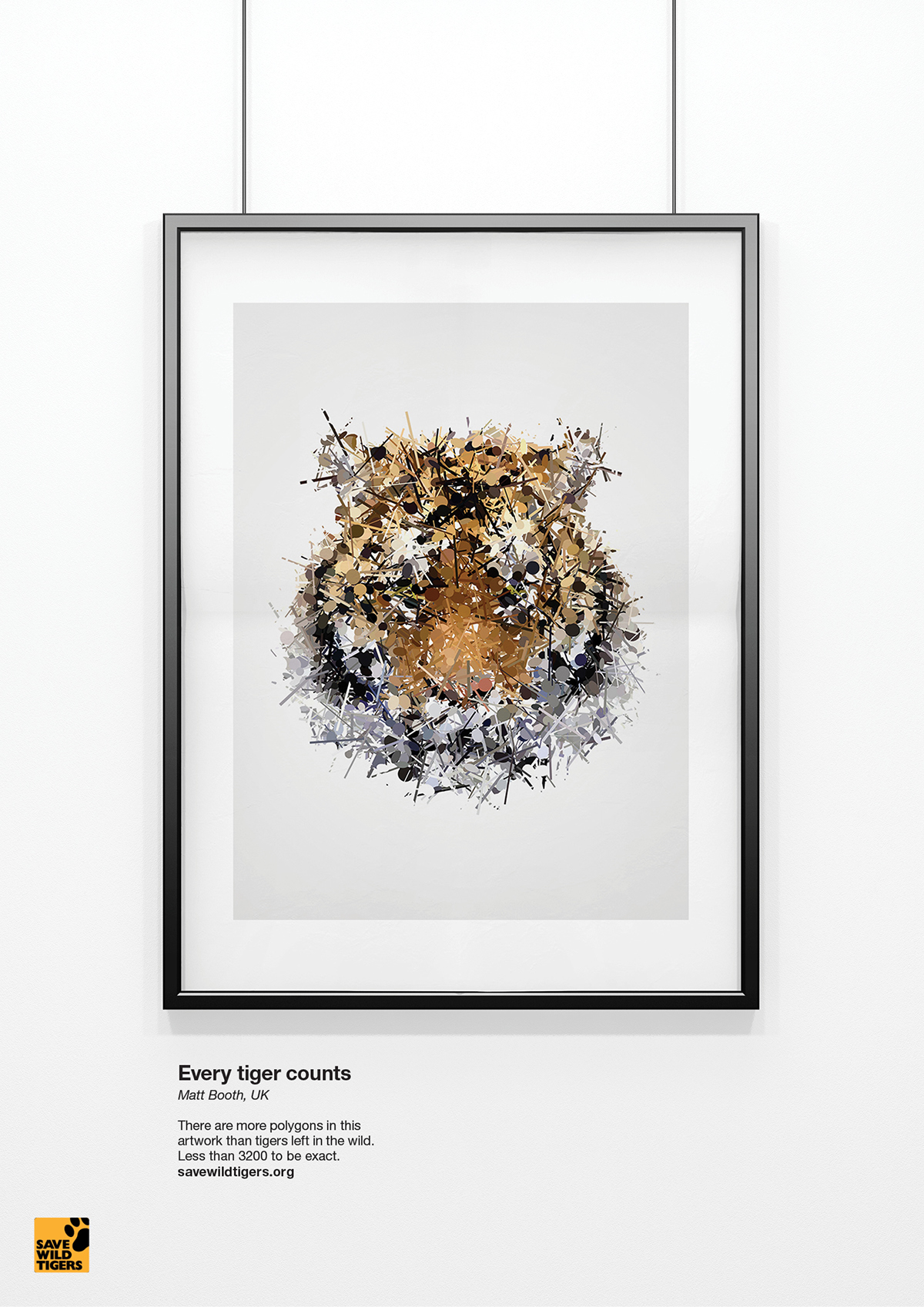 tiger Extinction dots Data fragments art sculpture digital awareness frame gallery environment animal preservation artwork