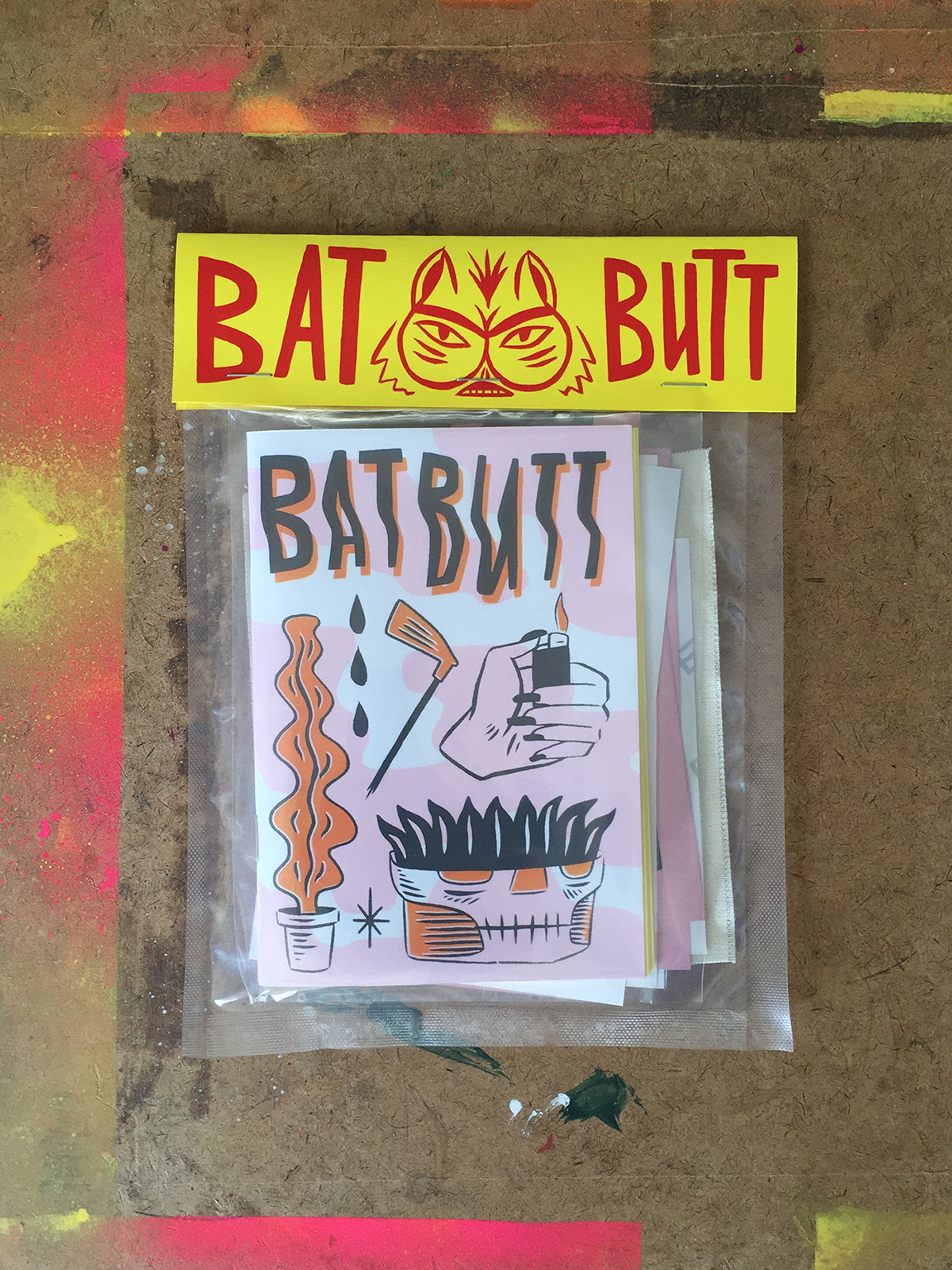 Zine  Bat Butt DIY screen print patch patches sticker poster bat girl dice 8ball bolt chicken south africa