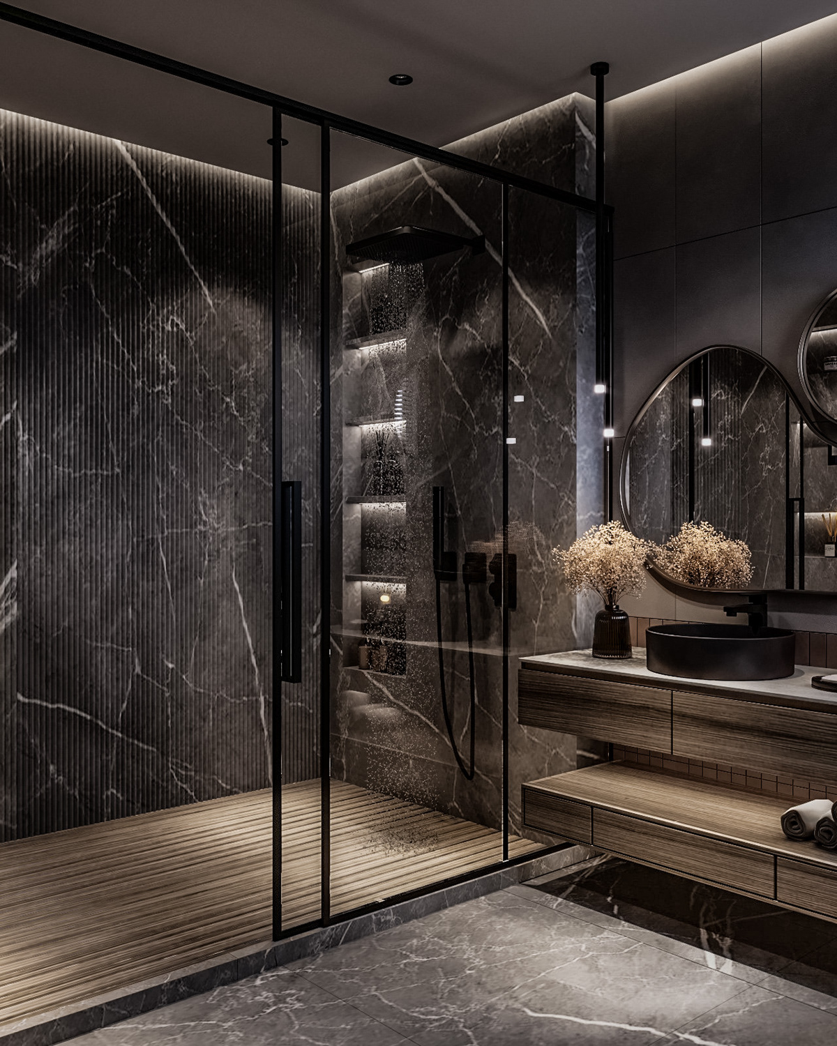 darkmood model lightroom CGI Render visualization architecture modern design bathroom design