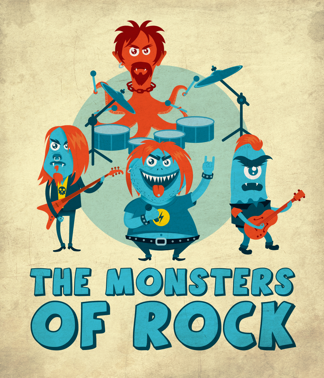 monsters rock music band design sound cartoon slash the beatles monstros