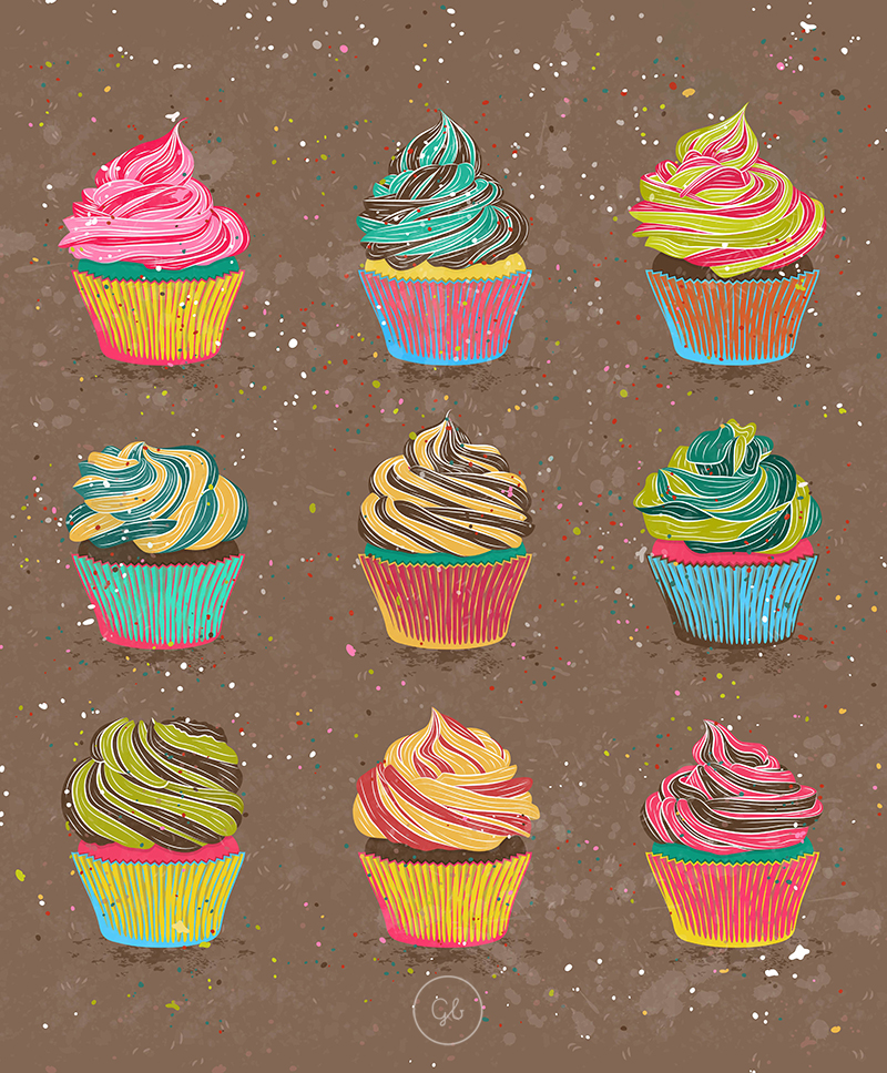 cupcake sweet colorful cute delicious Food  dessert bakery muffin cream sugar pattern neon vivid brown