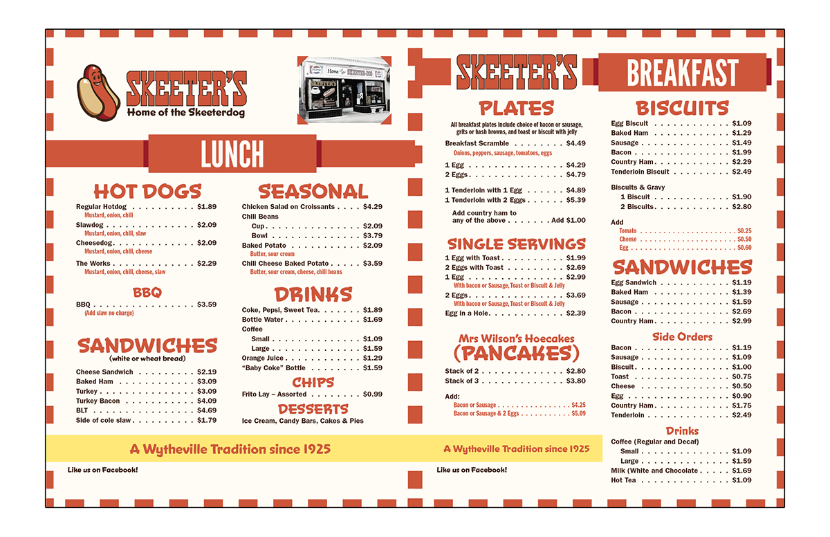 menu skeeter's skeeters Hot Dogs Hot dogs logo Logo Design diner 50s restaurant menu design