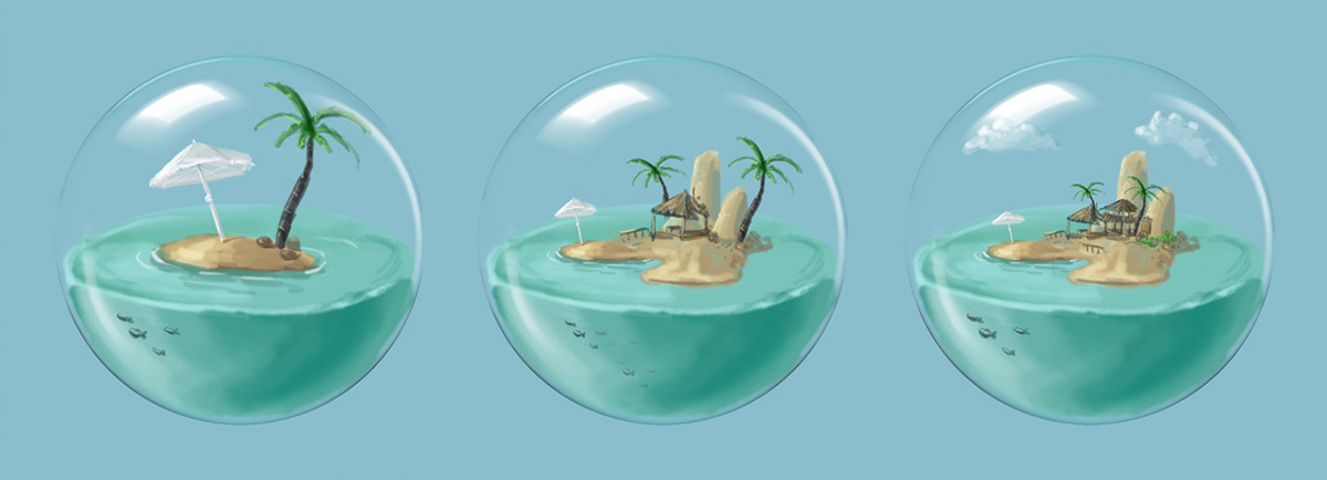 bubble Island world planet 3D