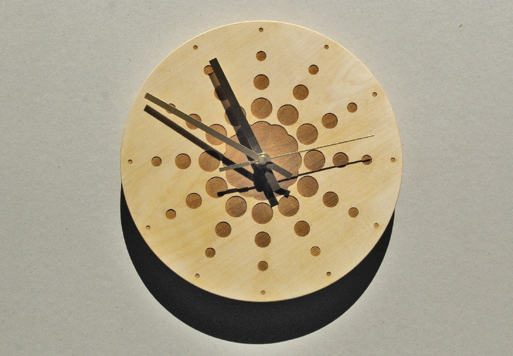 clock time wood laser burn
