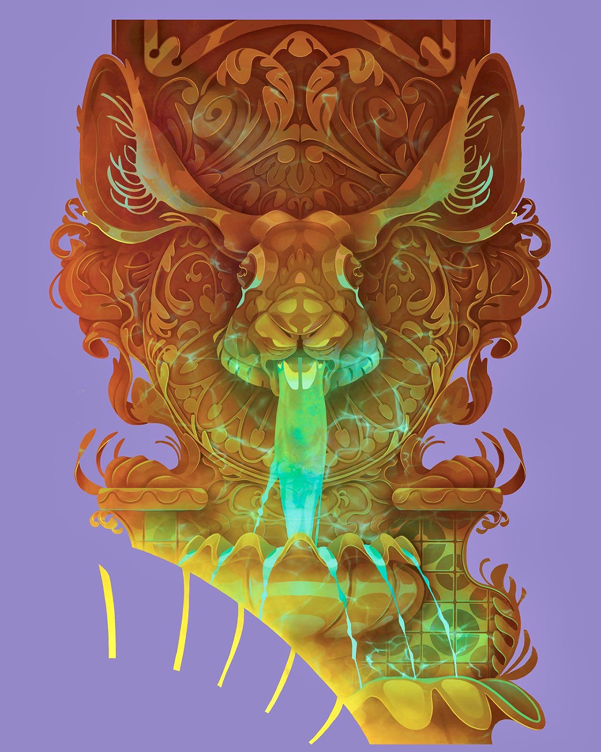 Key Detail fantasy digital illustration bunny wolf Cyberpunk