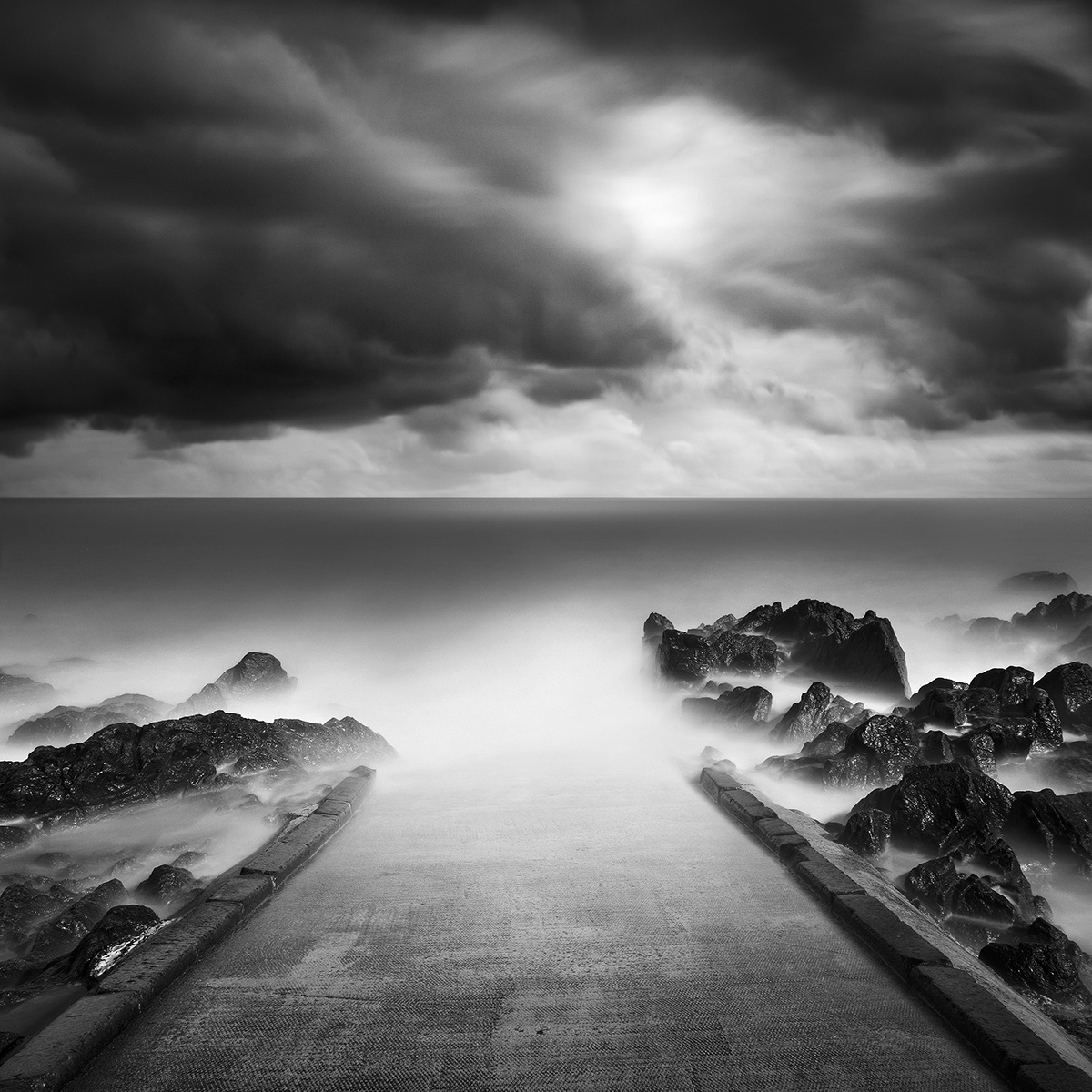 black and white brittany fine art long exposure mood Photography  seascapes