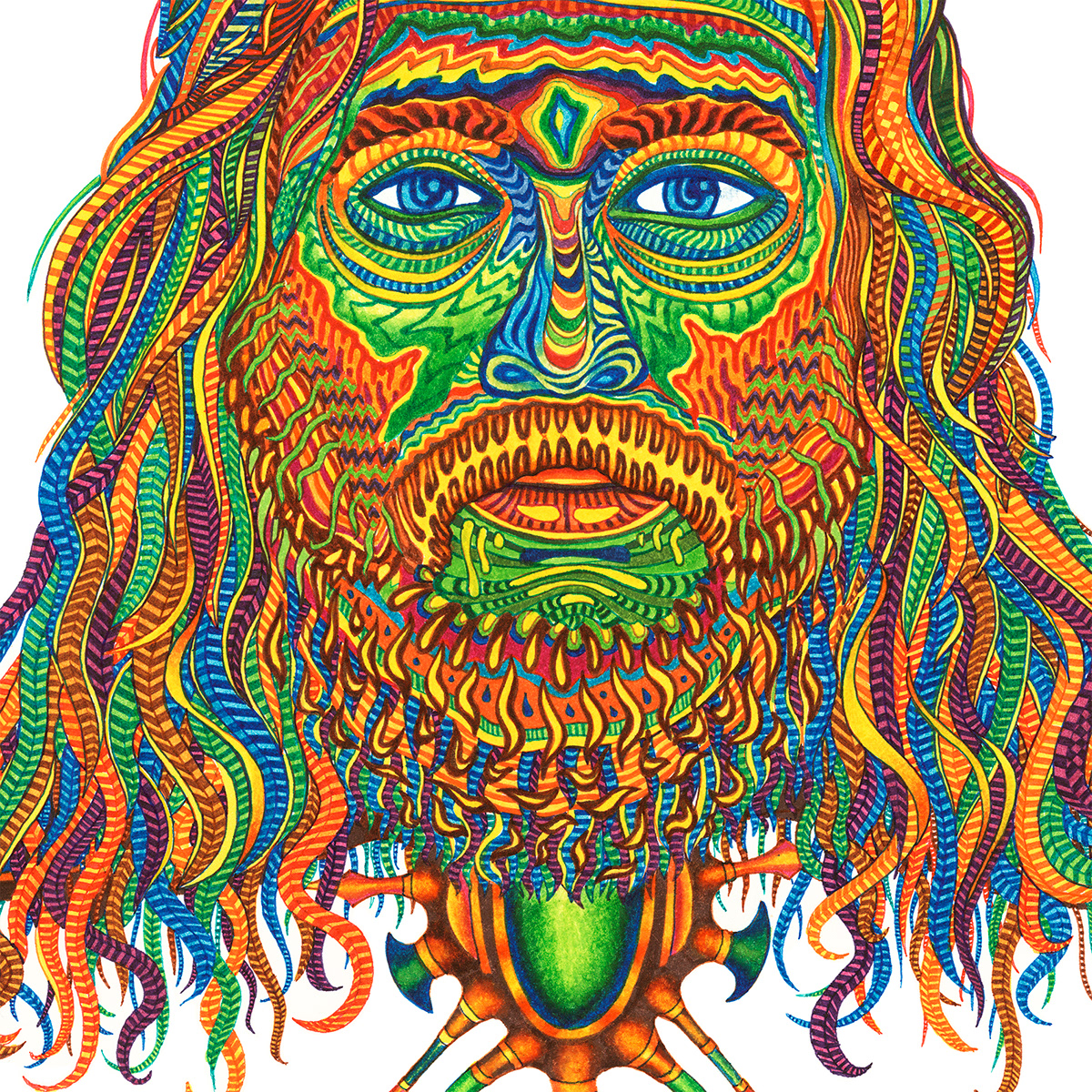 jesus portrait face Icon pop psychedelic ink Patterns