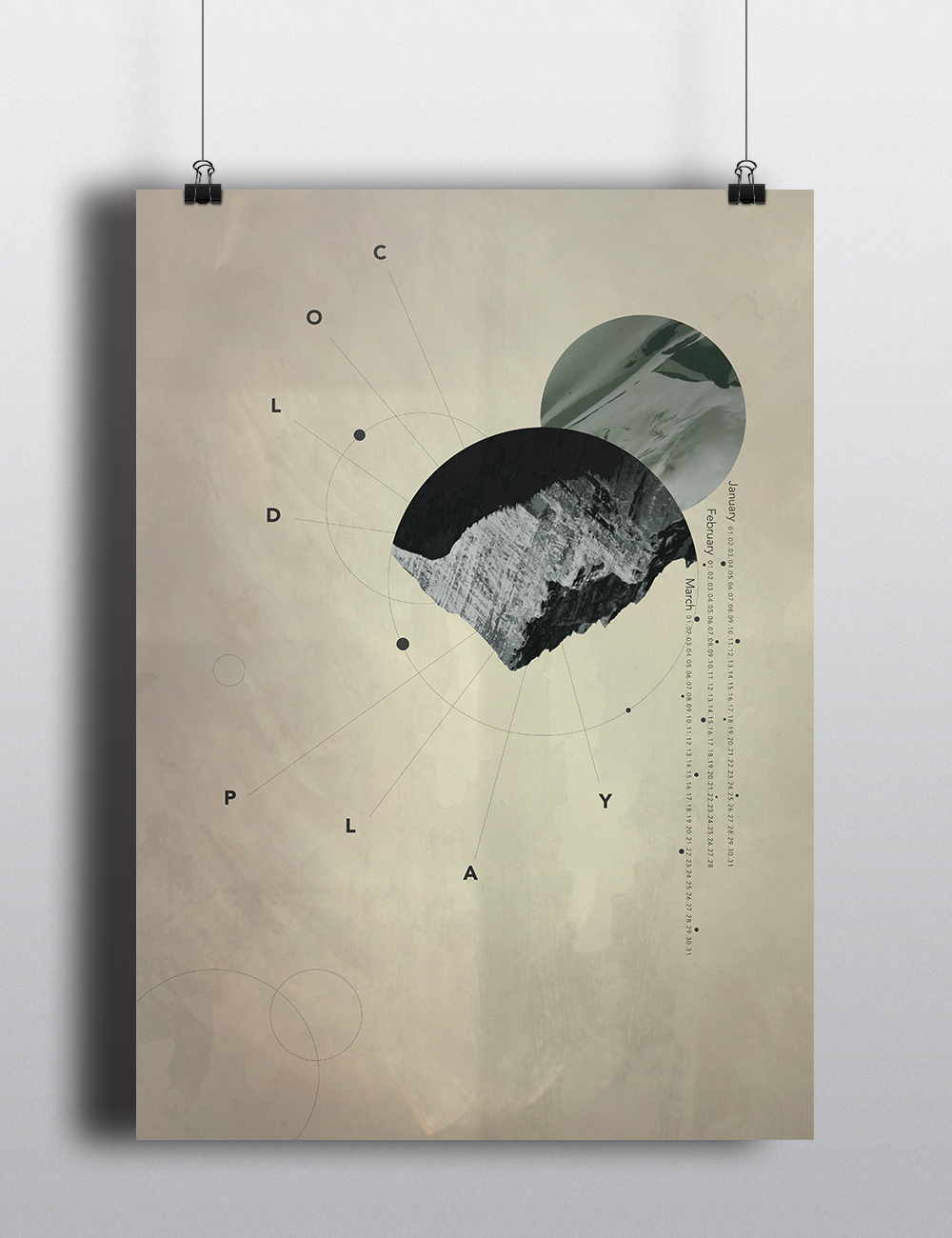 poster art calendar graphics vector Coldplay ink SCAD Mockup