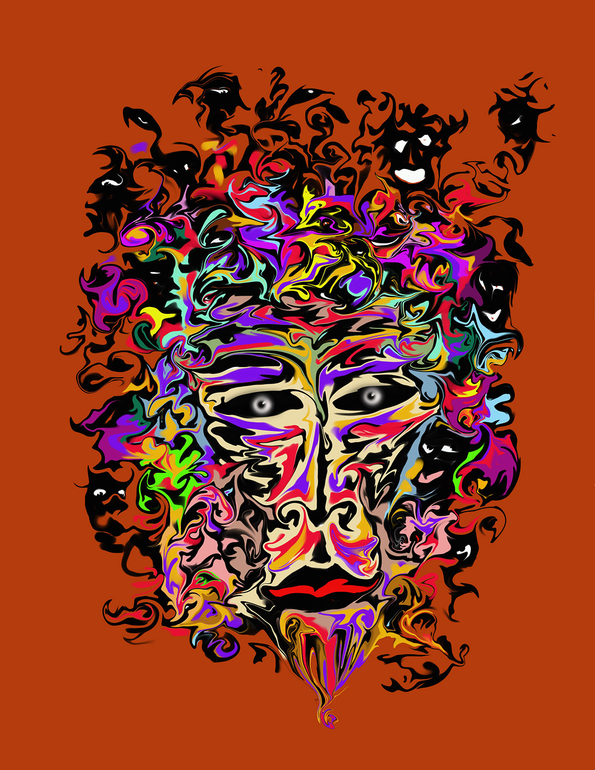 nightmares deamons fantasy faces  Colorful abstract