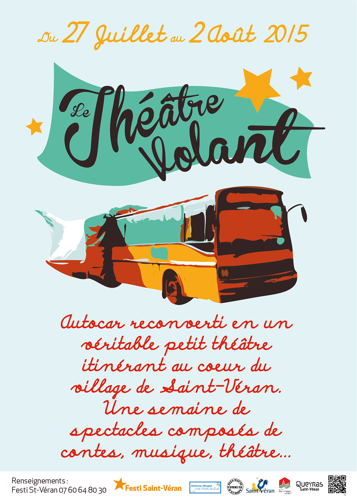 Theatre affiche autocar bus volant Itinerant contes spectacles
