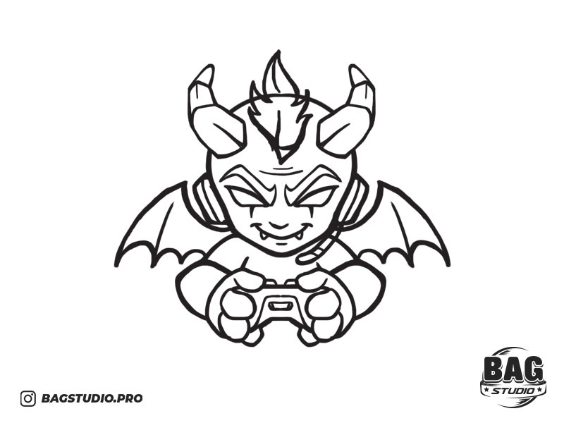 cartoon Character cute devil horns esport Gamer Gaming ILLUSTRATION  logo