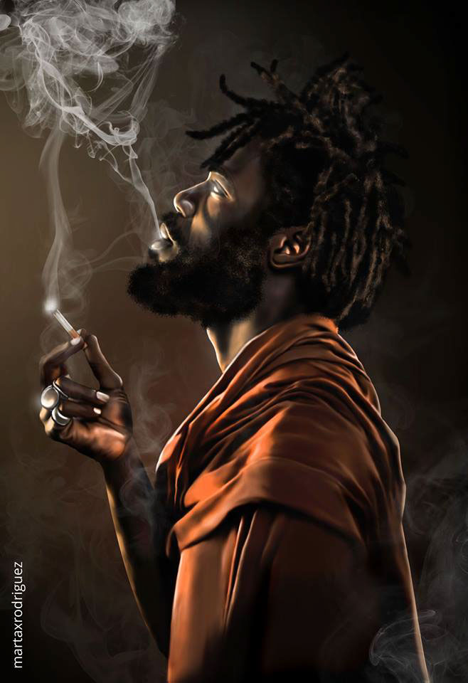 draw Guru opium smoke man