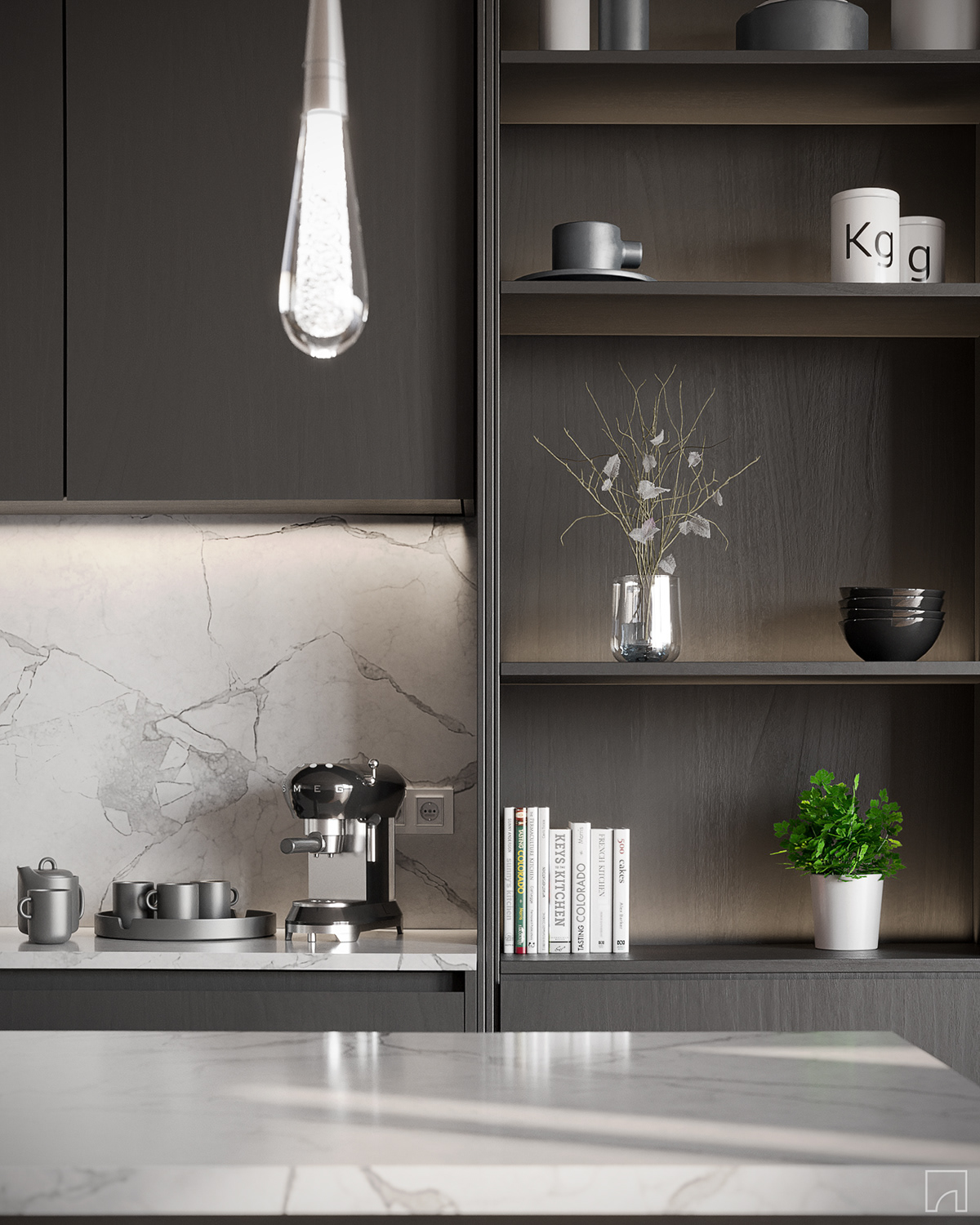 3D AchViz architecture CGI corona Food  interior design  kitchen Render visualization