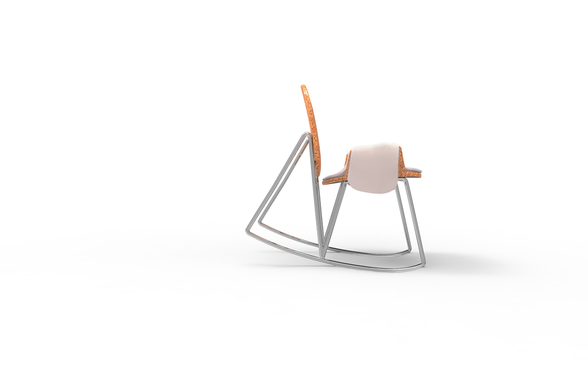 furniture chair design product Sustainable Gaia rockingchair rocking cork alluminium PERT Ecology