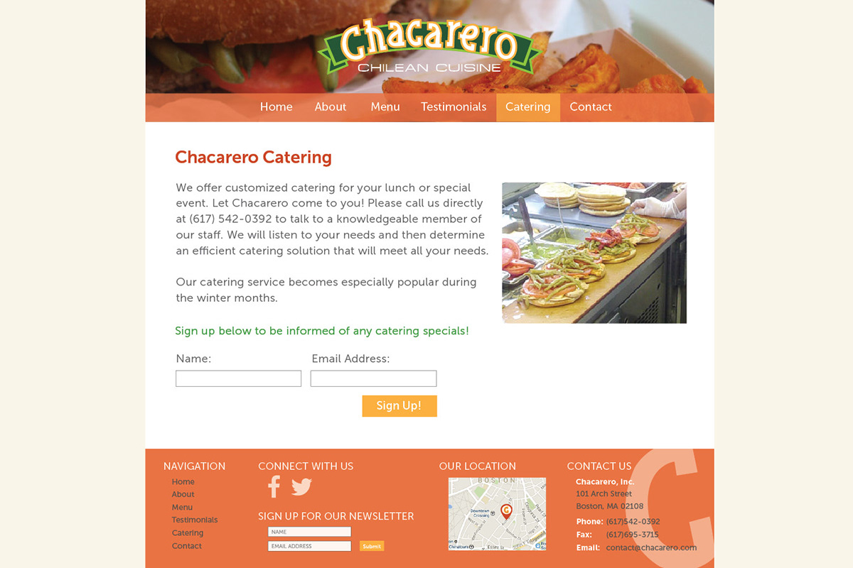 Chacarero website layout website enhancement logo enhancement internship